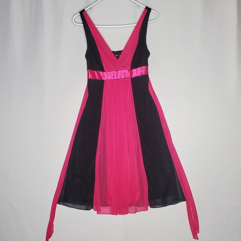 Ruby Rox Empire Dress Medium Jrs Black Pink Overlay Whimsy Fairy Y2K Prom Hoco